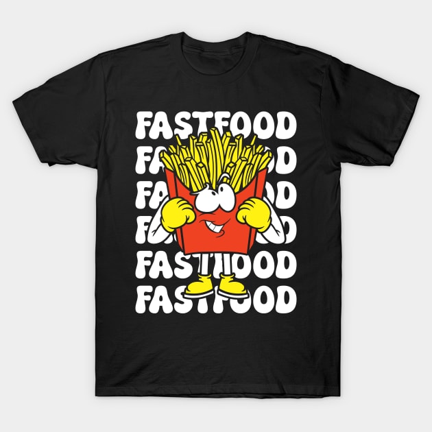 French Fries Cartoon Fast Food T-Shirt by TeesbyJohn